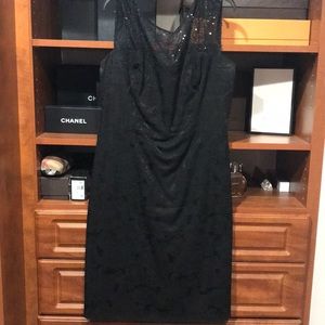 Black lace and sequins cocktail dress